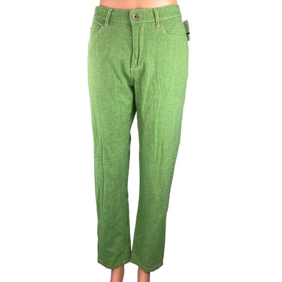 Bellerose NWT Green Mid-Rise Straight Leg Pockets Trouser Ankle Pants Size 28 - Picture 1 of 6